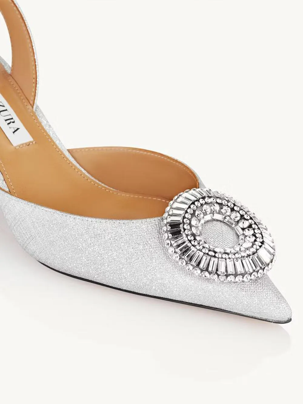 105Mm Crystal Hoop Sling Pumps