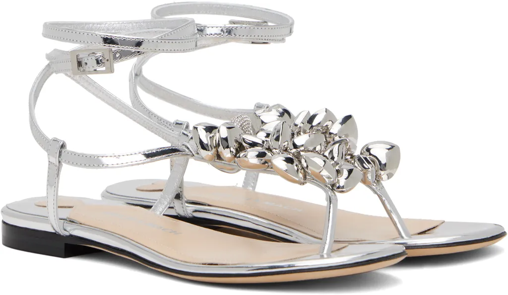 Puffy Heart Mirror Leather Flip Flops