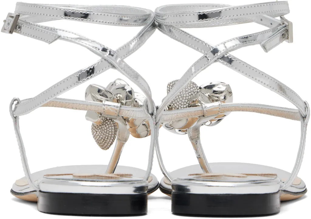 Puffy Heart Mirror Leather Flip Flops