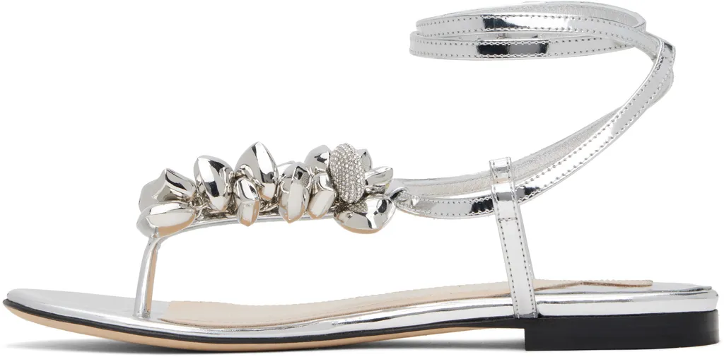 Puffy Heart Mirror Leather Flip Flops