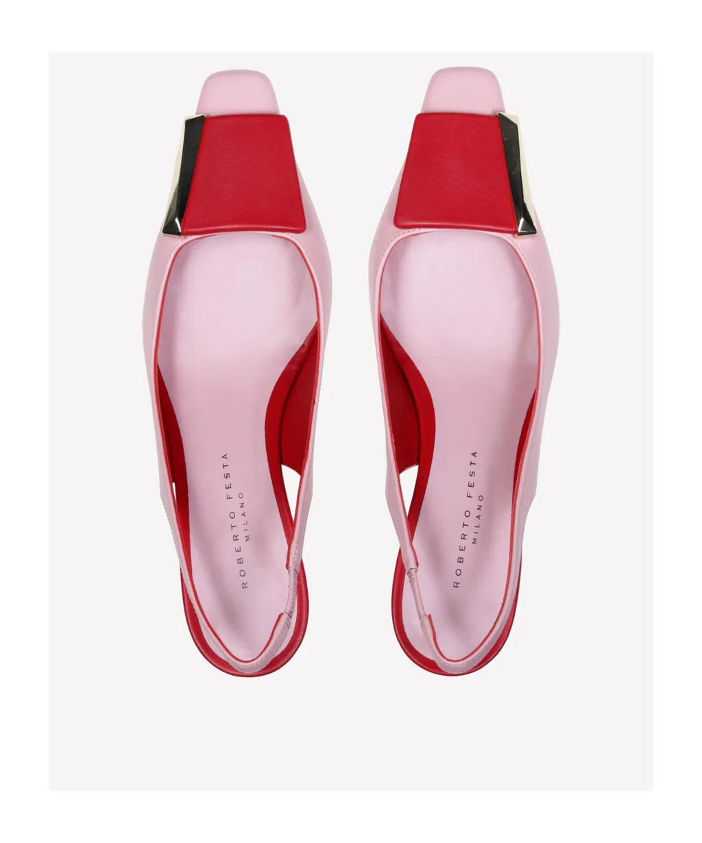 Two-Tone Pink Nappa Leather Slingback