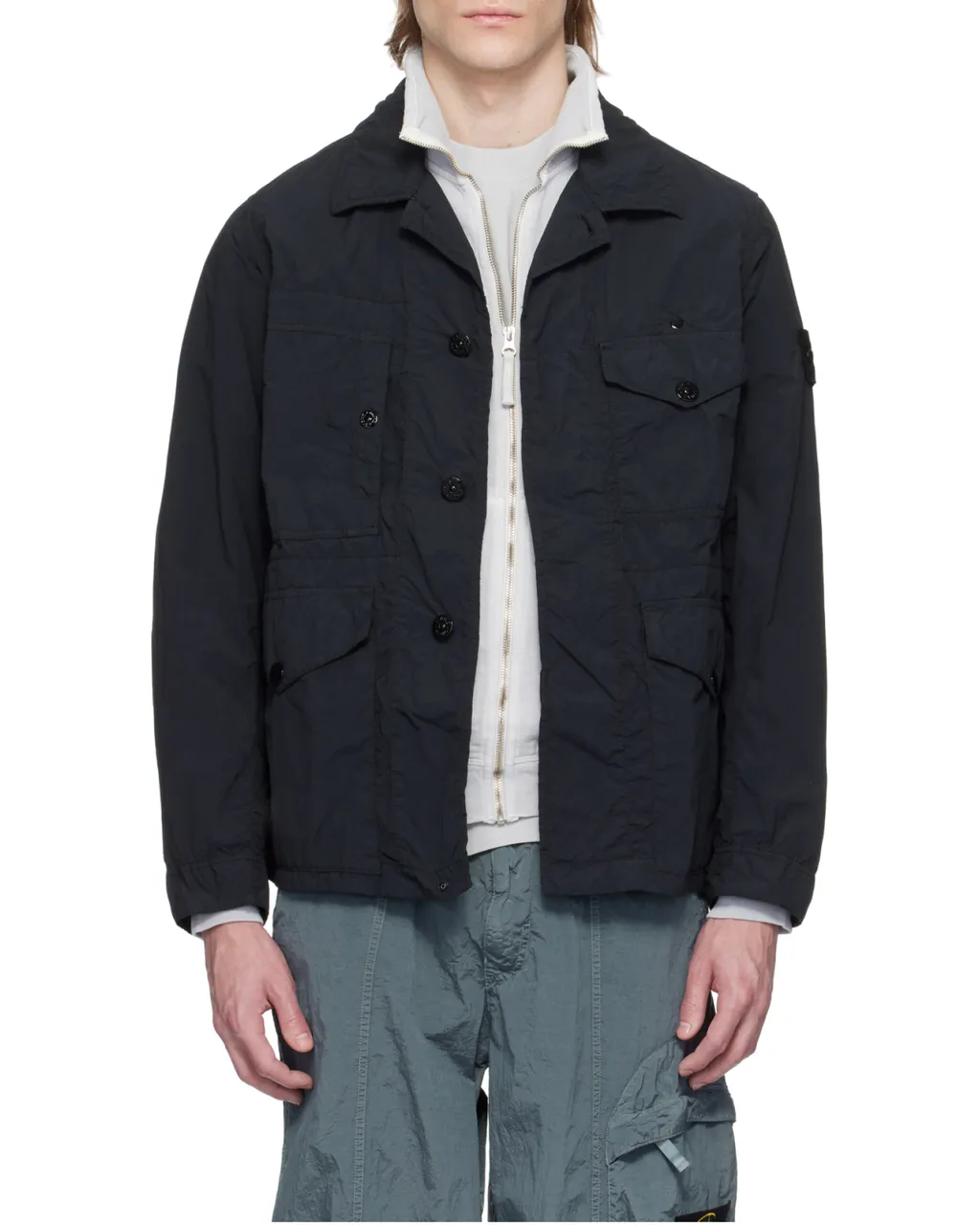 Stone Island Logo Patch Buttoned Jacket