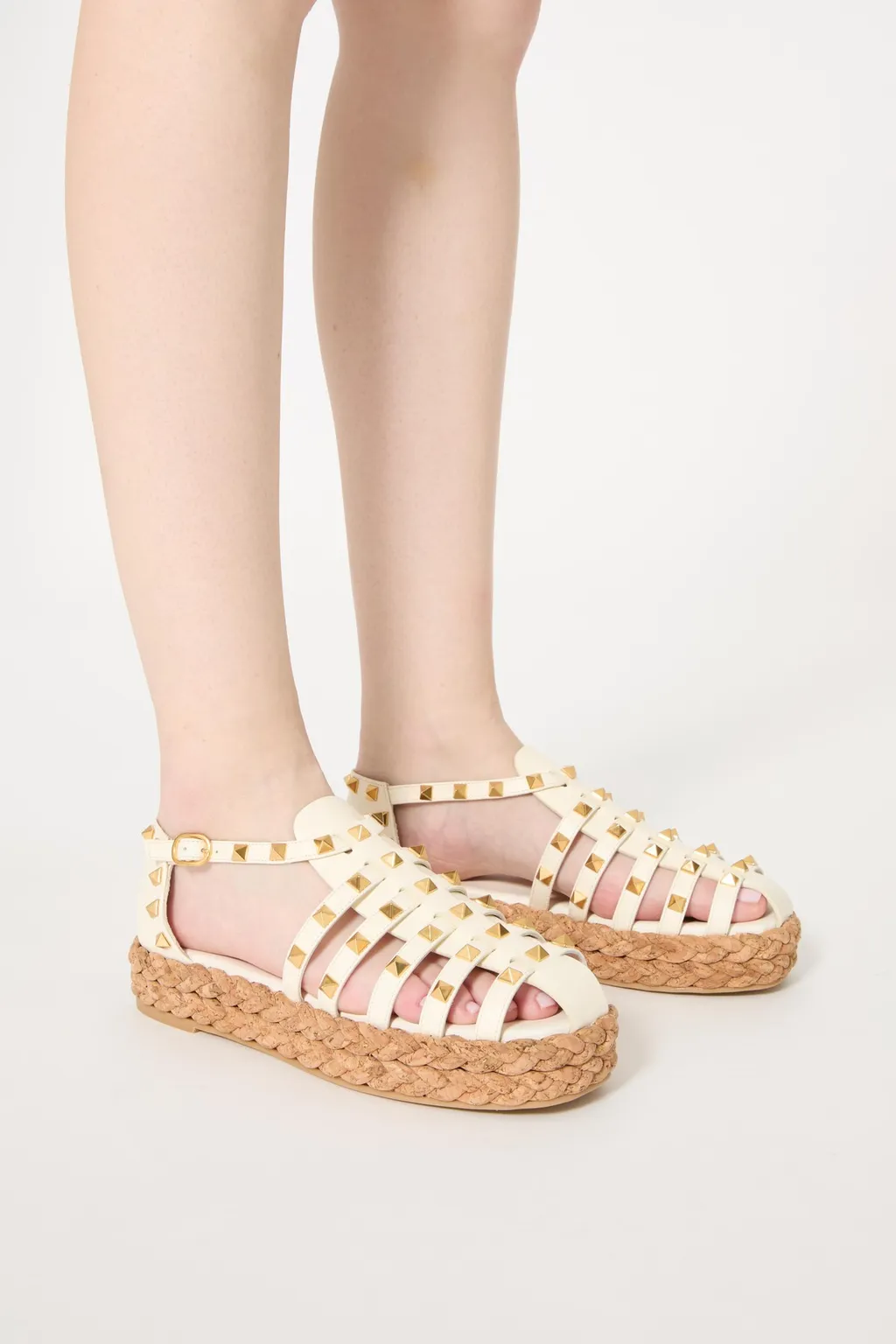 Valentino Garavani Rockstud Buckle Detailed Flat Shoes