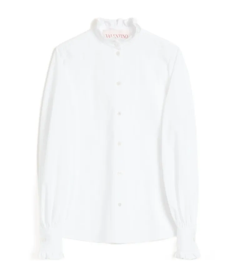Valentino Button-Up Ruffle Detailed Shirt