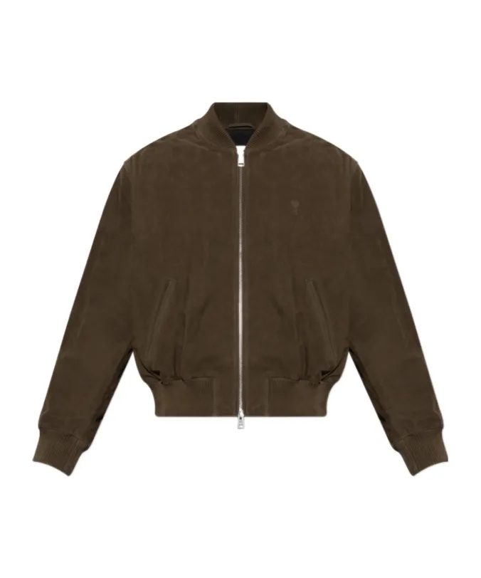 Ami Paris Logo Embroidered Zipped Jacket