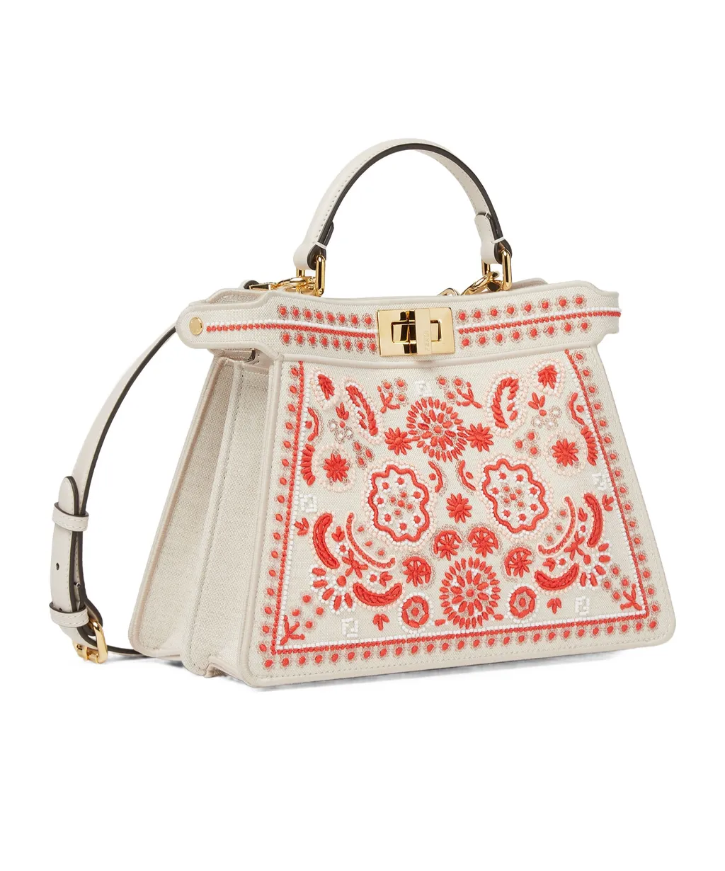 Canvas Bag With Coral Bandana Embroidery