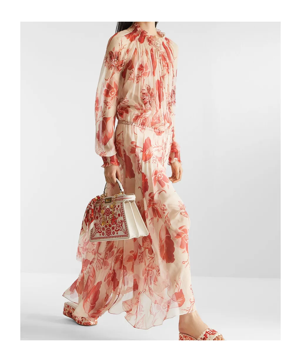 Canvas Bag With Coral Bandana Embroidery