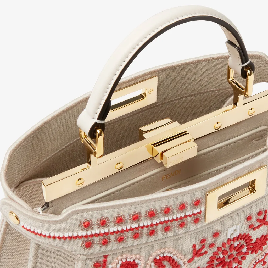 Canvas Bag With Coral Bandana Embroidery