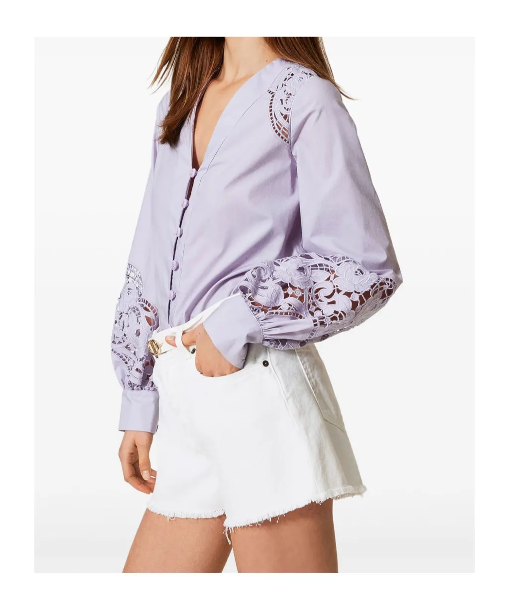 Twinset Frayed Hem Belted Shorts