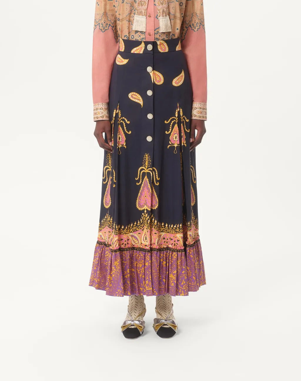 Paisley-Print Maxi Skirt