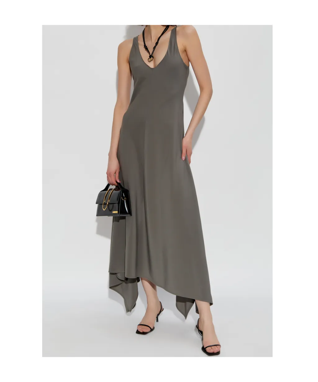 Ami Asymmetric Hem Midi Dress