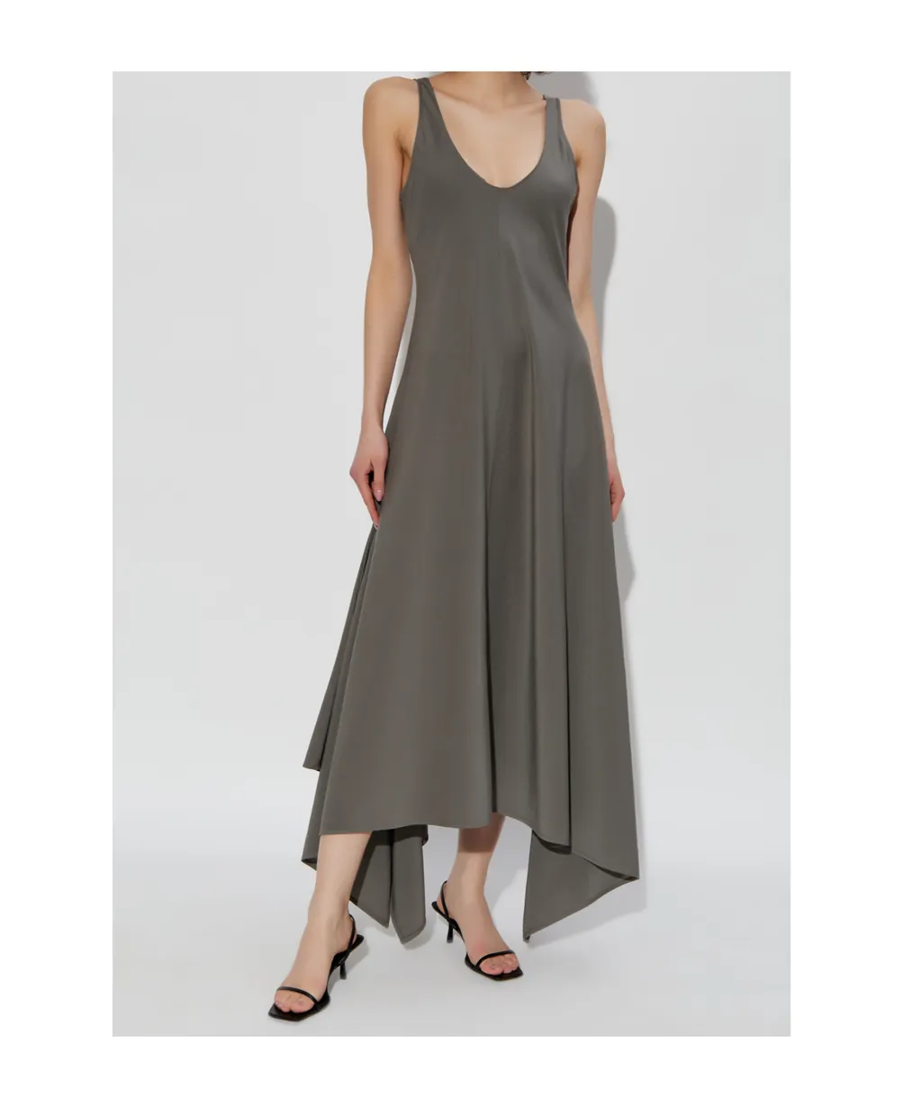 Ami Asymmetric Hem Midi Dress