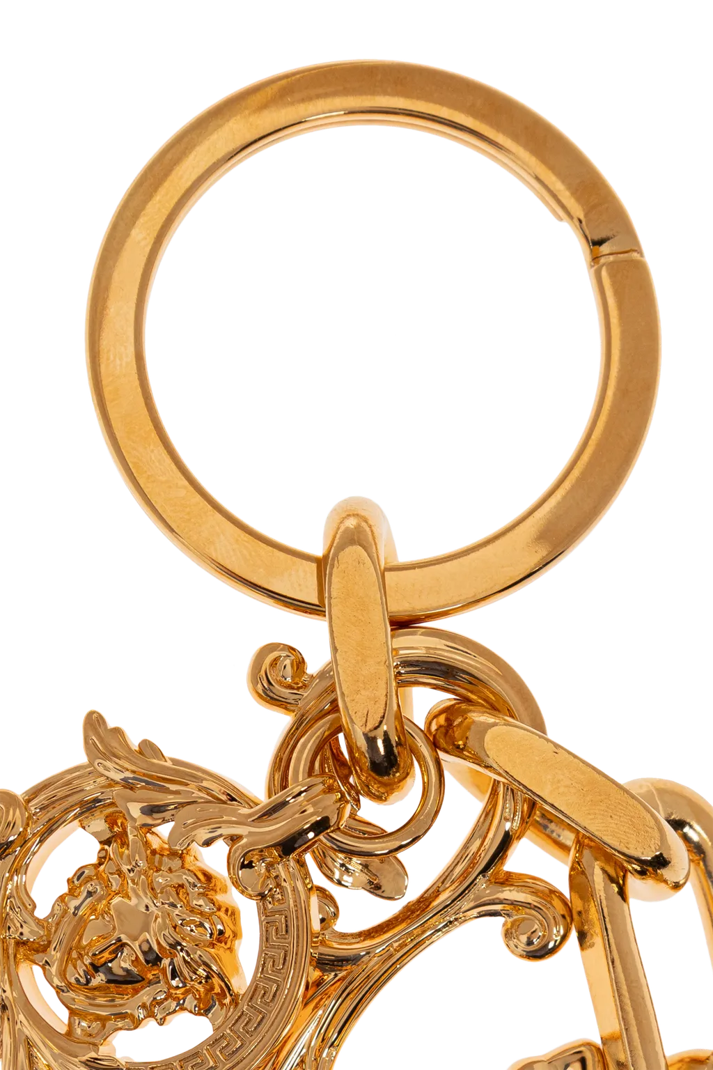 Versace Logo-Engraved Charm Keychain