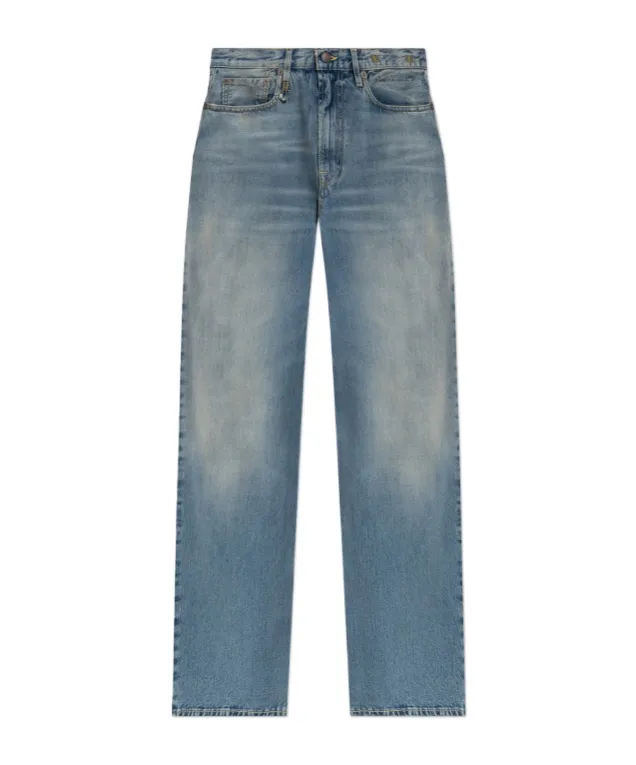 Wide-Leg Distressed Jeans