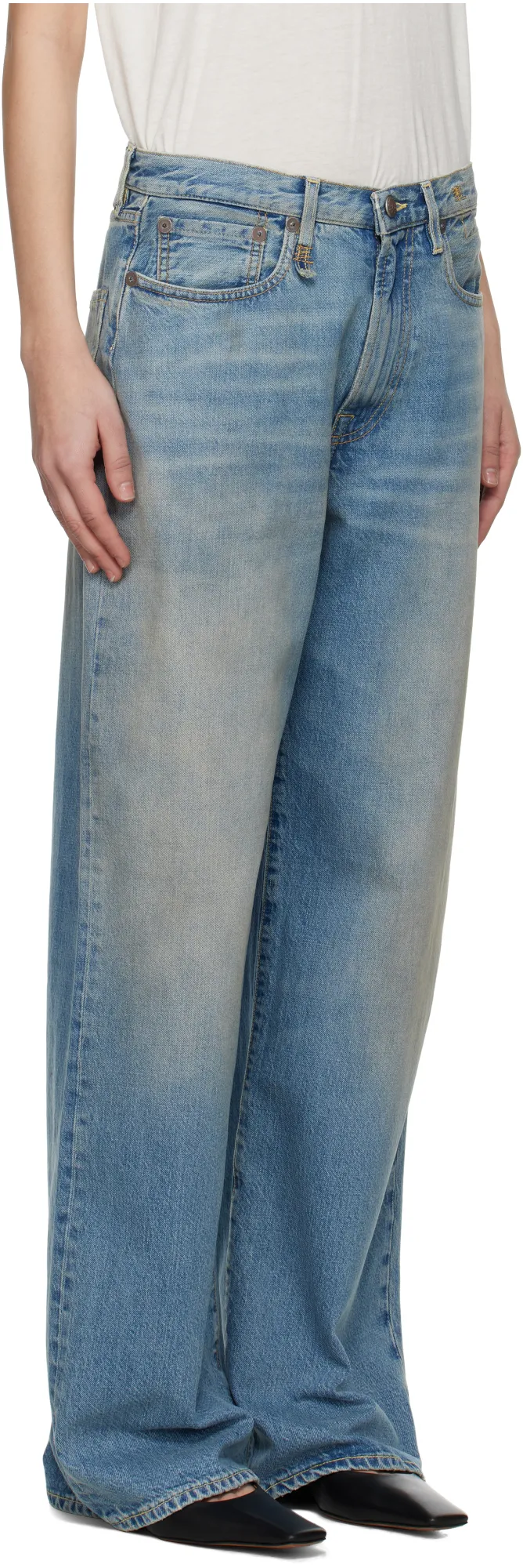 Wide-Leg Distressed Jeans