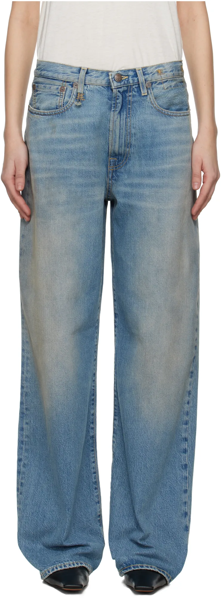 Wide-Leg Distressed Jeans