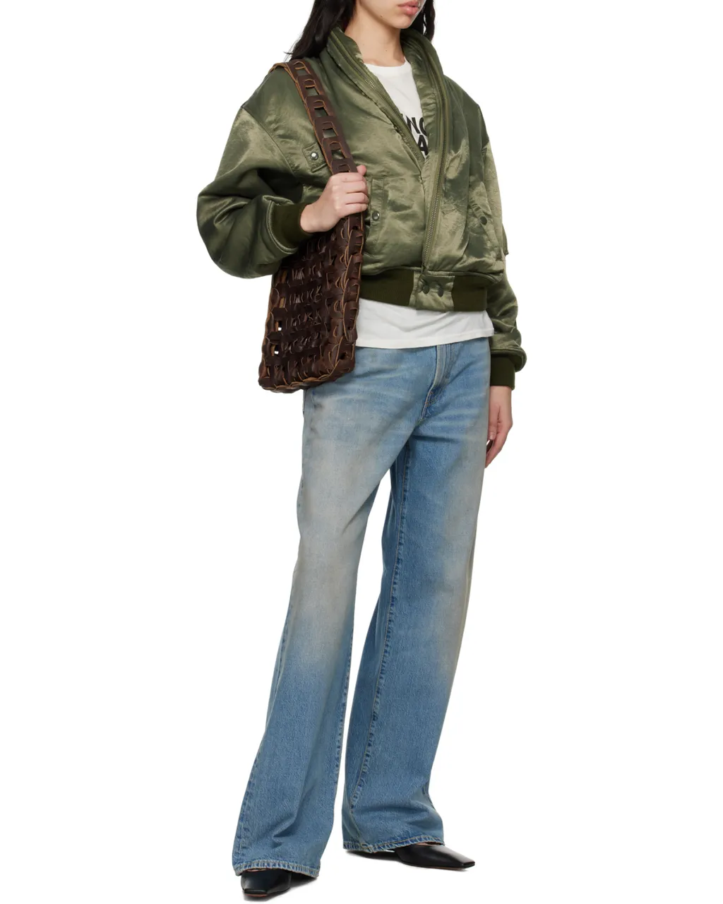 Wide-Leg Distressed Jeans