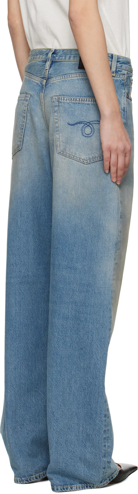 Wide-Leg Distressed Jeans