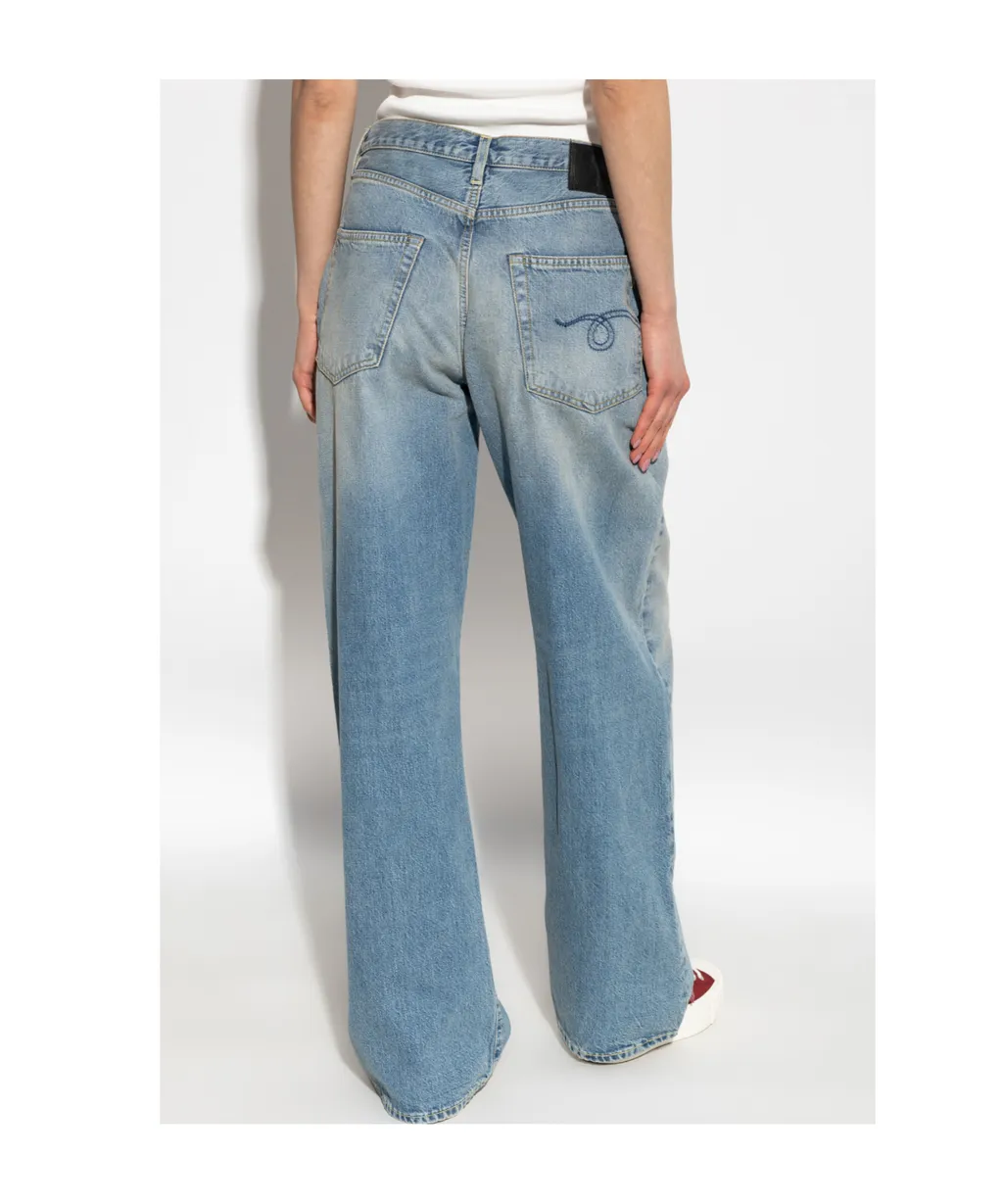 Wide-Leg Distressed Jeans