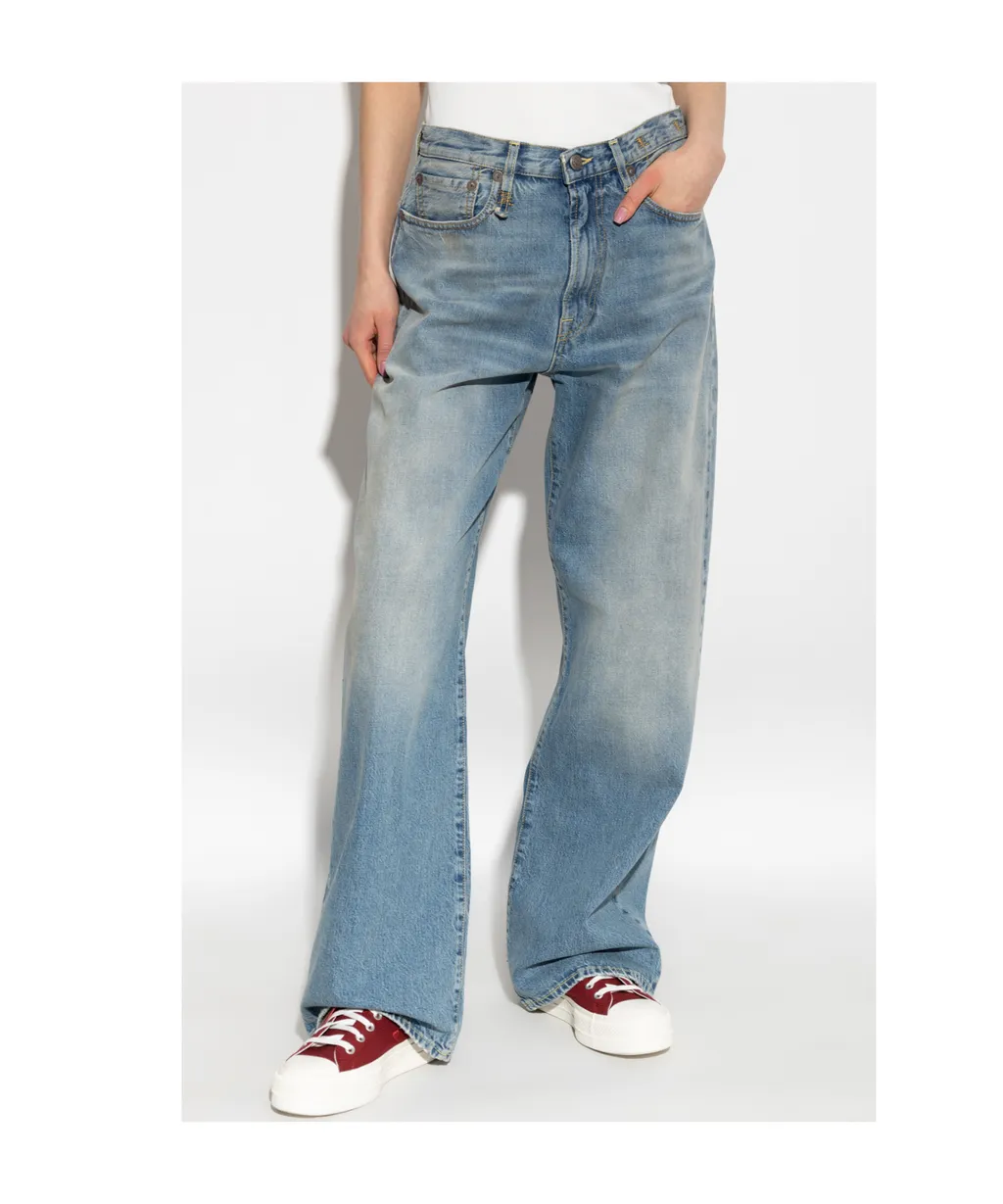 Wide-Leg Distressed Jeans