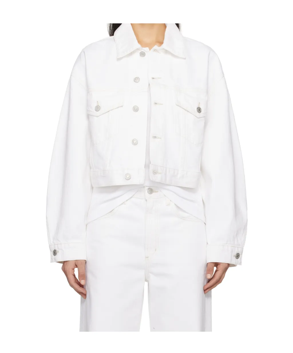Button Cropped Denim Jacket