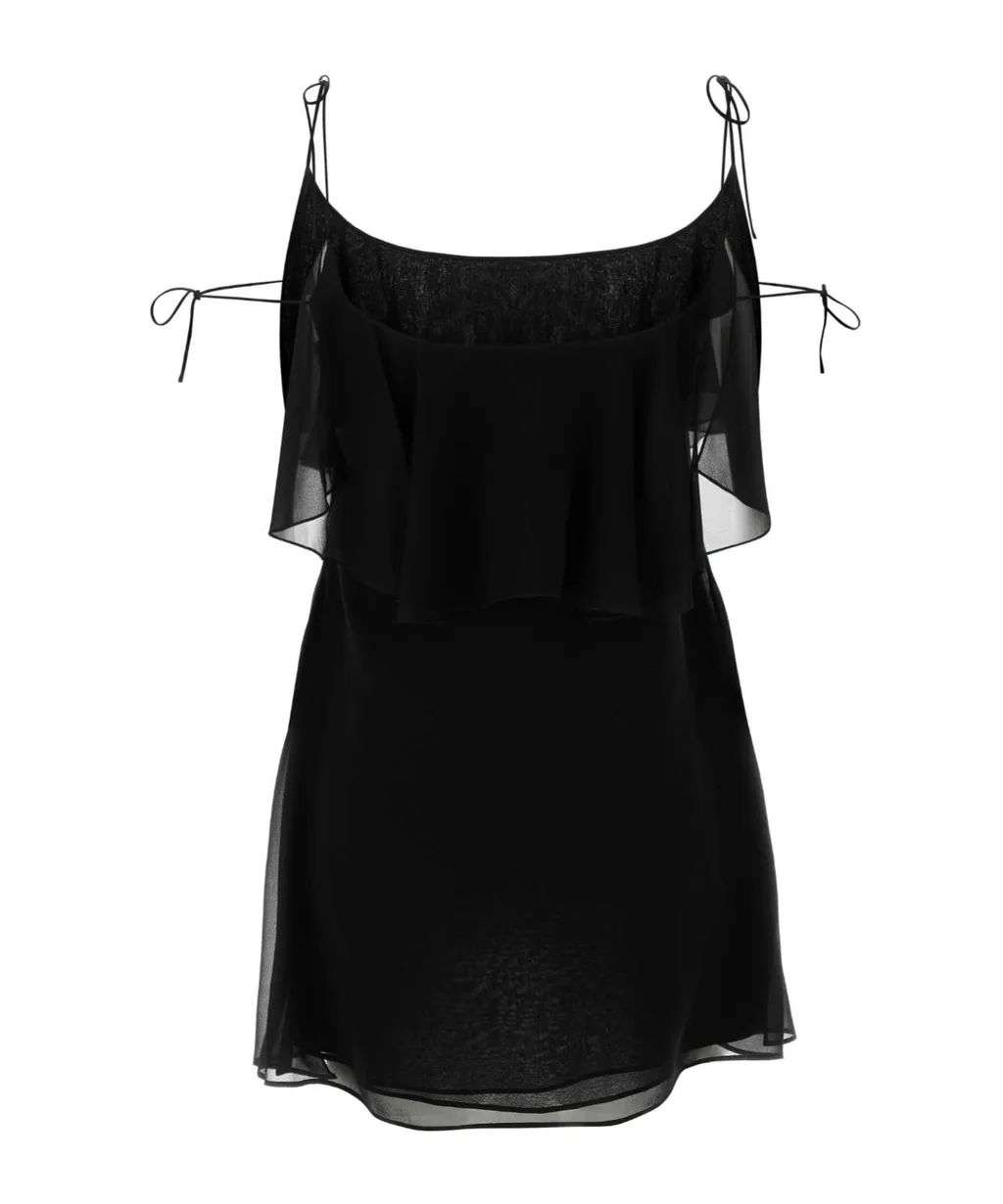 Saint Laurent Robe Ruffled Sleeveless Dress