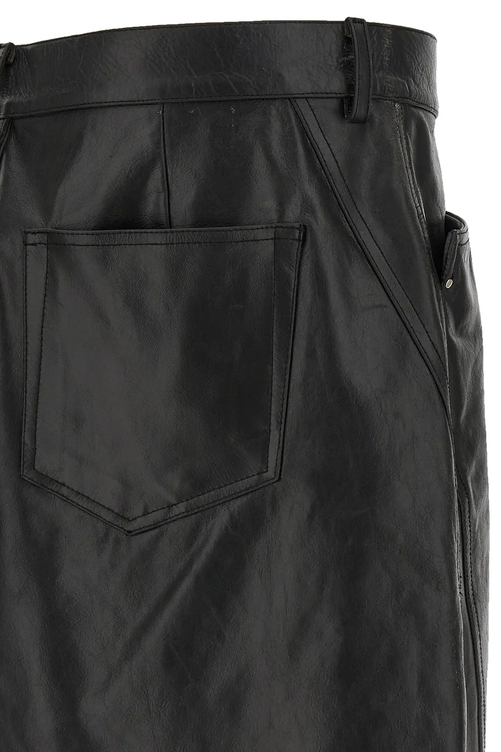 Rick Owens Slivered Leather Skirt
