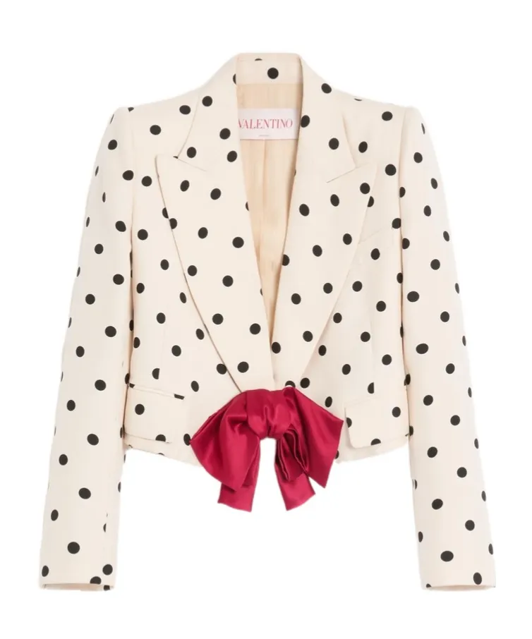 Valentino Shantung Polka Dot Printed Blazer