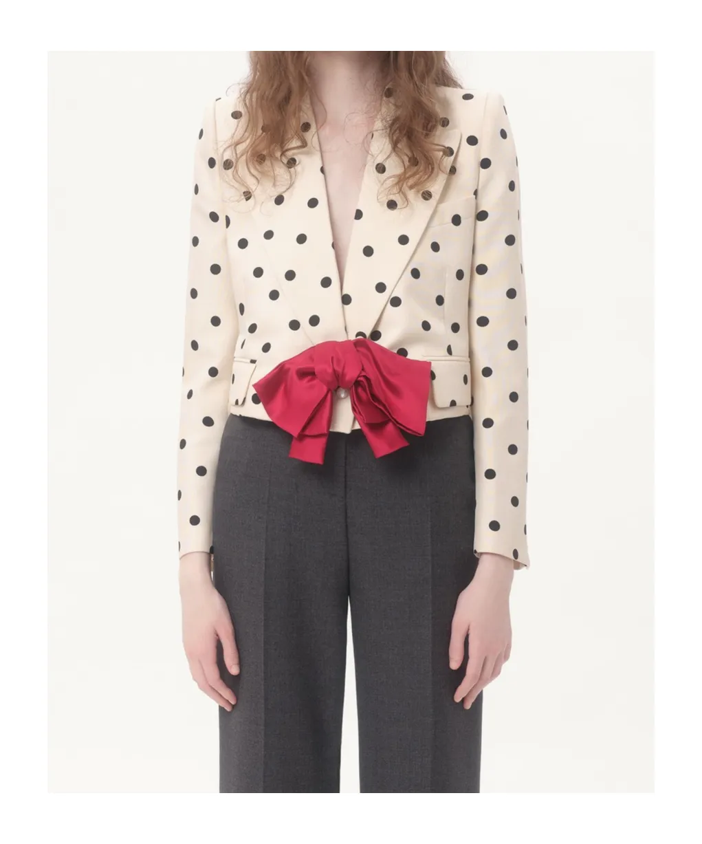 Valentino Shantung Polka Dot Printed Blazer