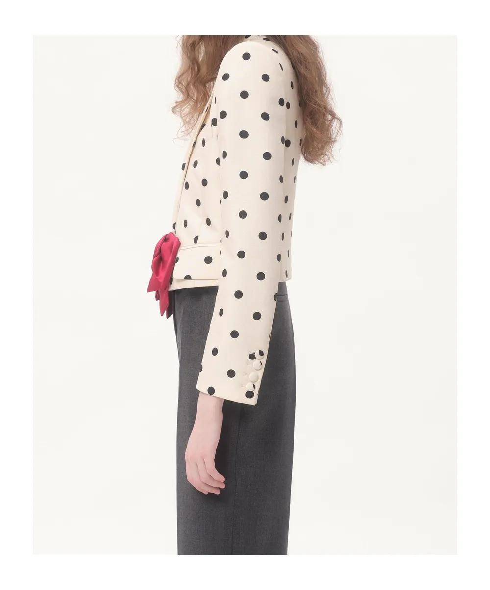 Valentino Shantung Polka Dot Printed Blazer