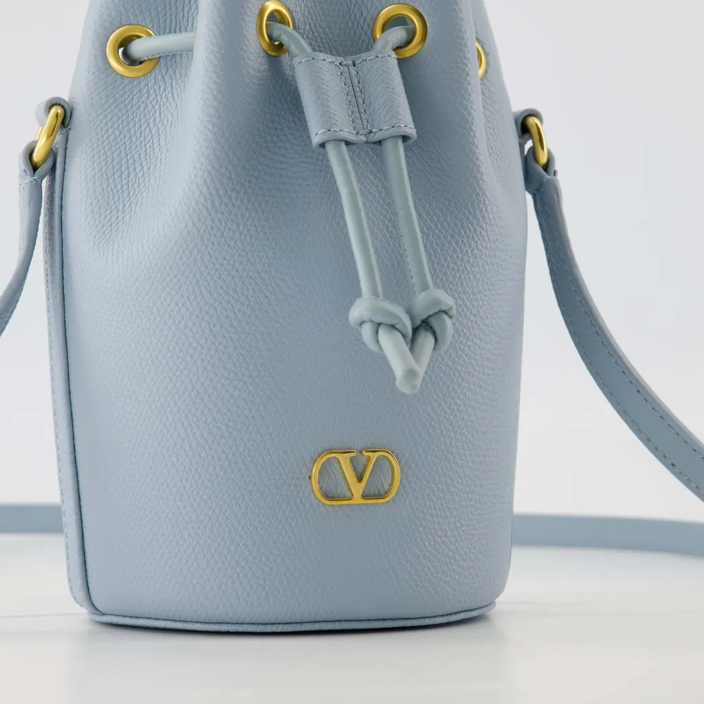 Valentino Vlogo Plaque Drawstring Bucket Bag