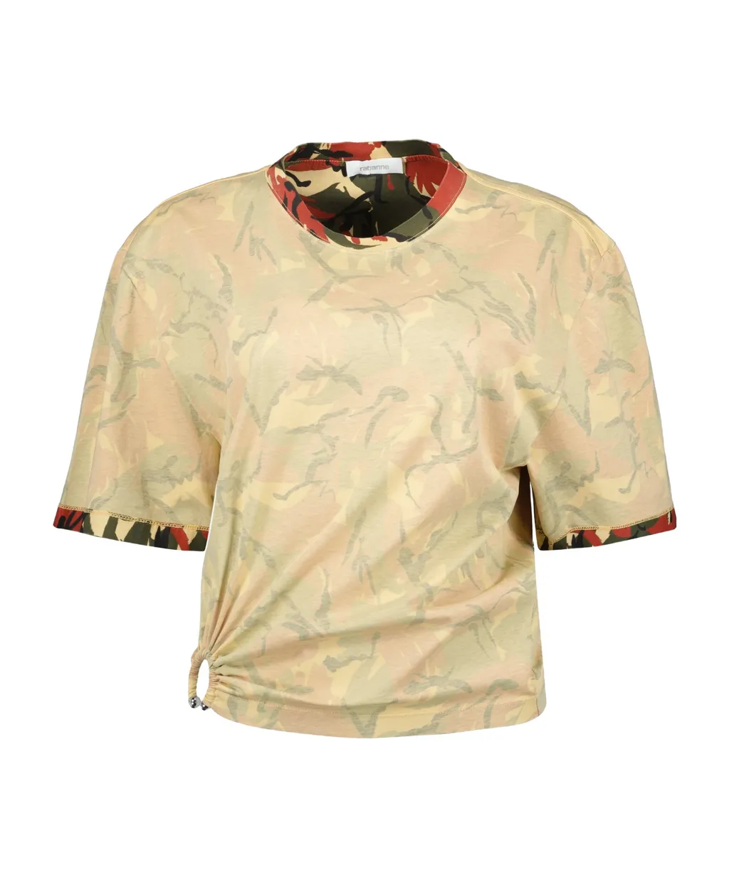 Paco Rabanne Camouflage Printed Cut-Out T-Shirt
