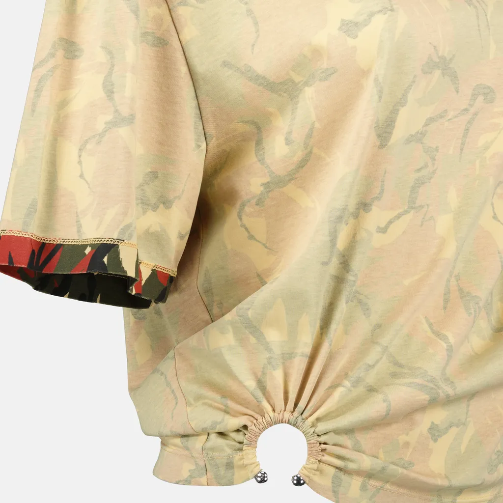 Paco Rabanne Camouflage Printed Cut-Out T-Shirt