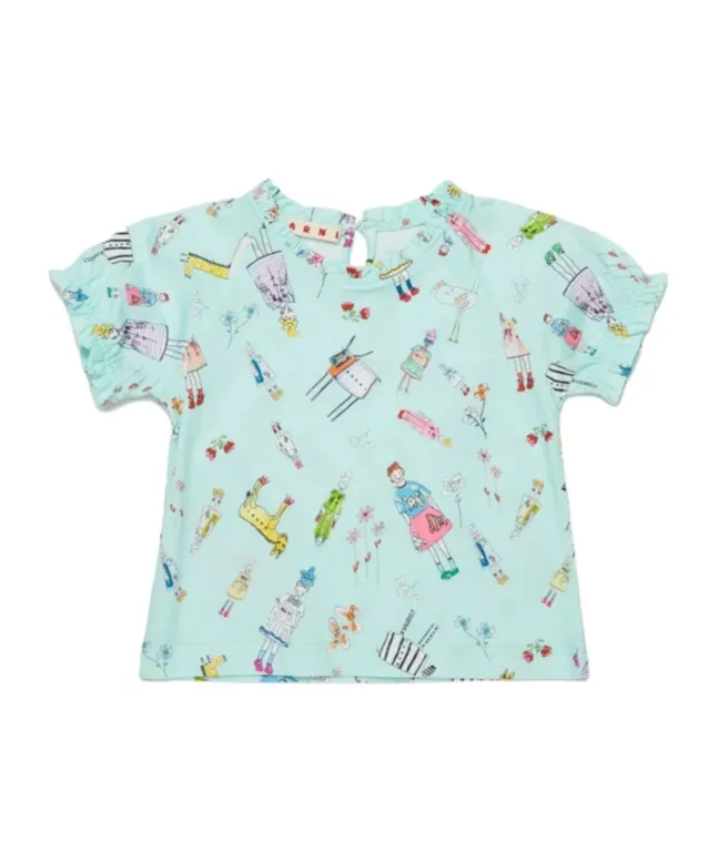 Marni Kids Rainbow Day Allover Print T-Shirt