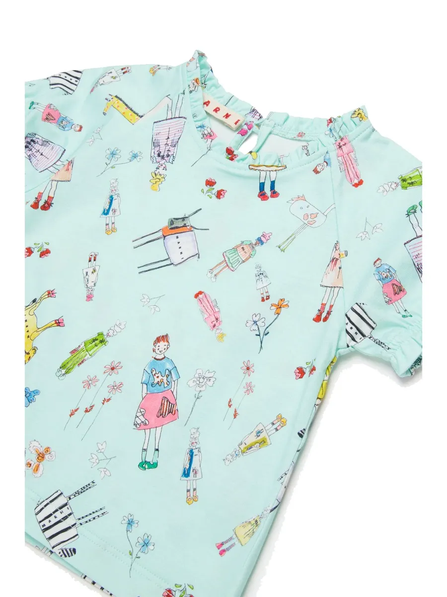Marni Kids Rainbow Day Allover Print T-Shirt