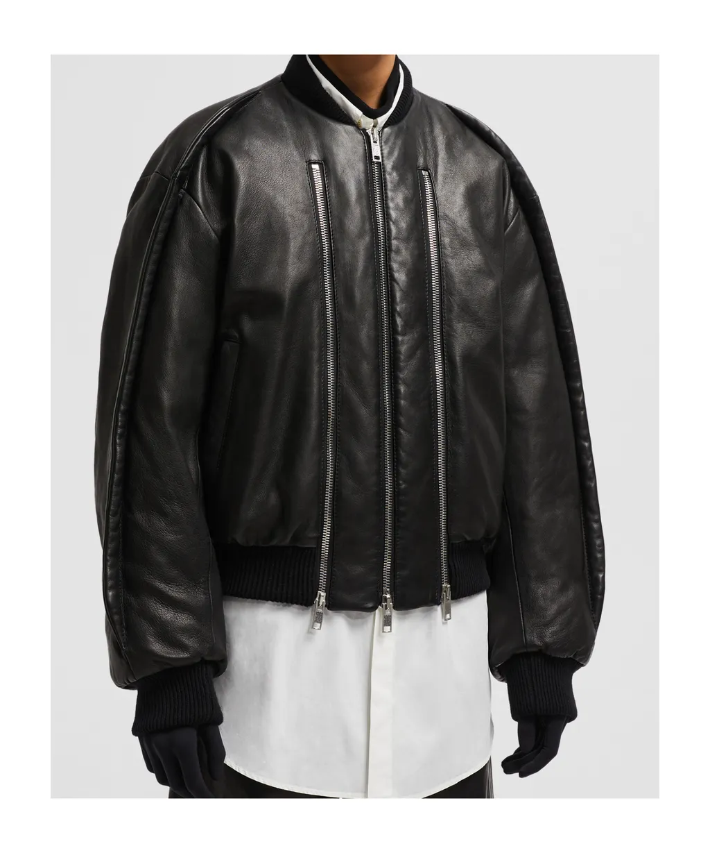 Moncler X Willow Smith Leather Bomber Jacket