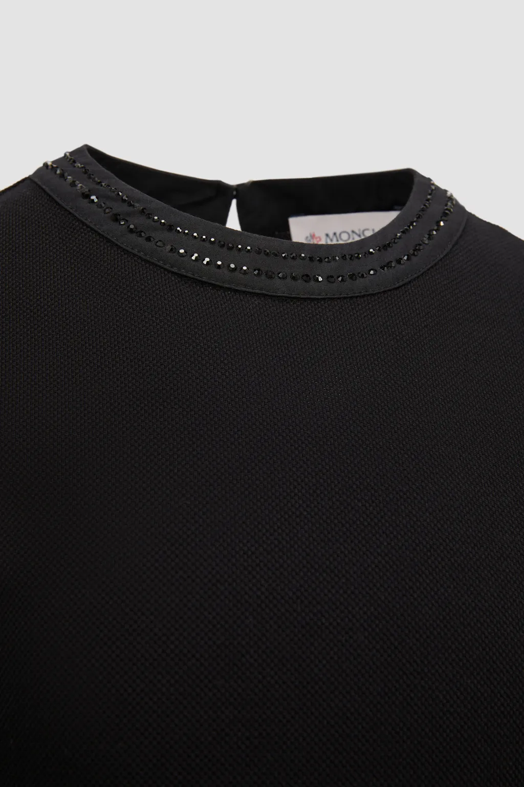 Rhinestones Cotton Piquet Polo Dress