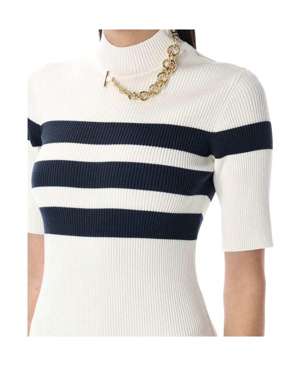 Jean Paul Gaultier Striped Chain-Link Maxi Dress