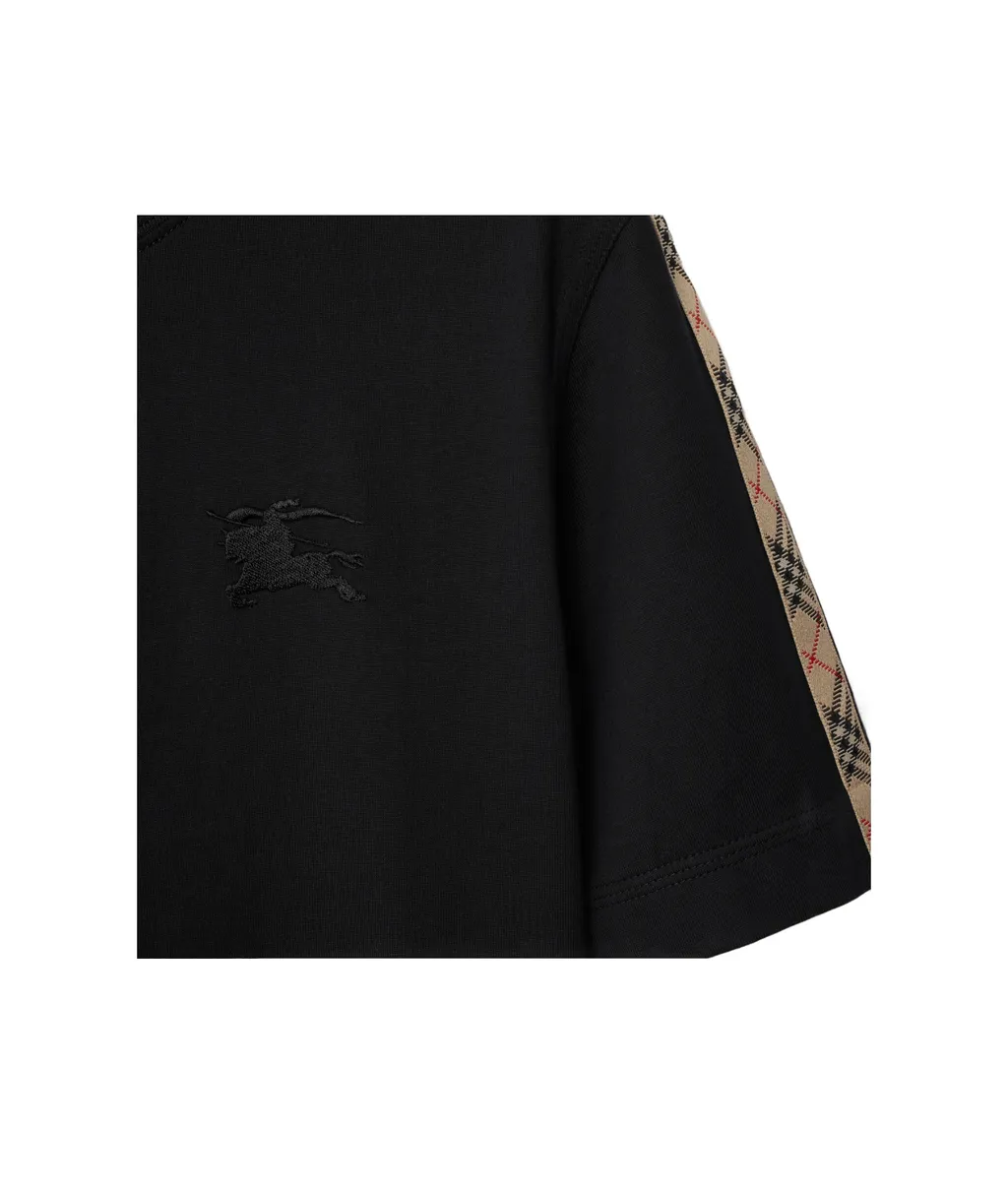 Burberry Logo Embroidered Check-Trim T-Shirt