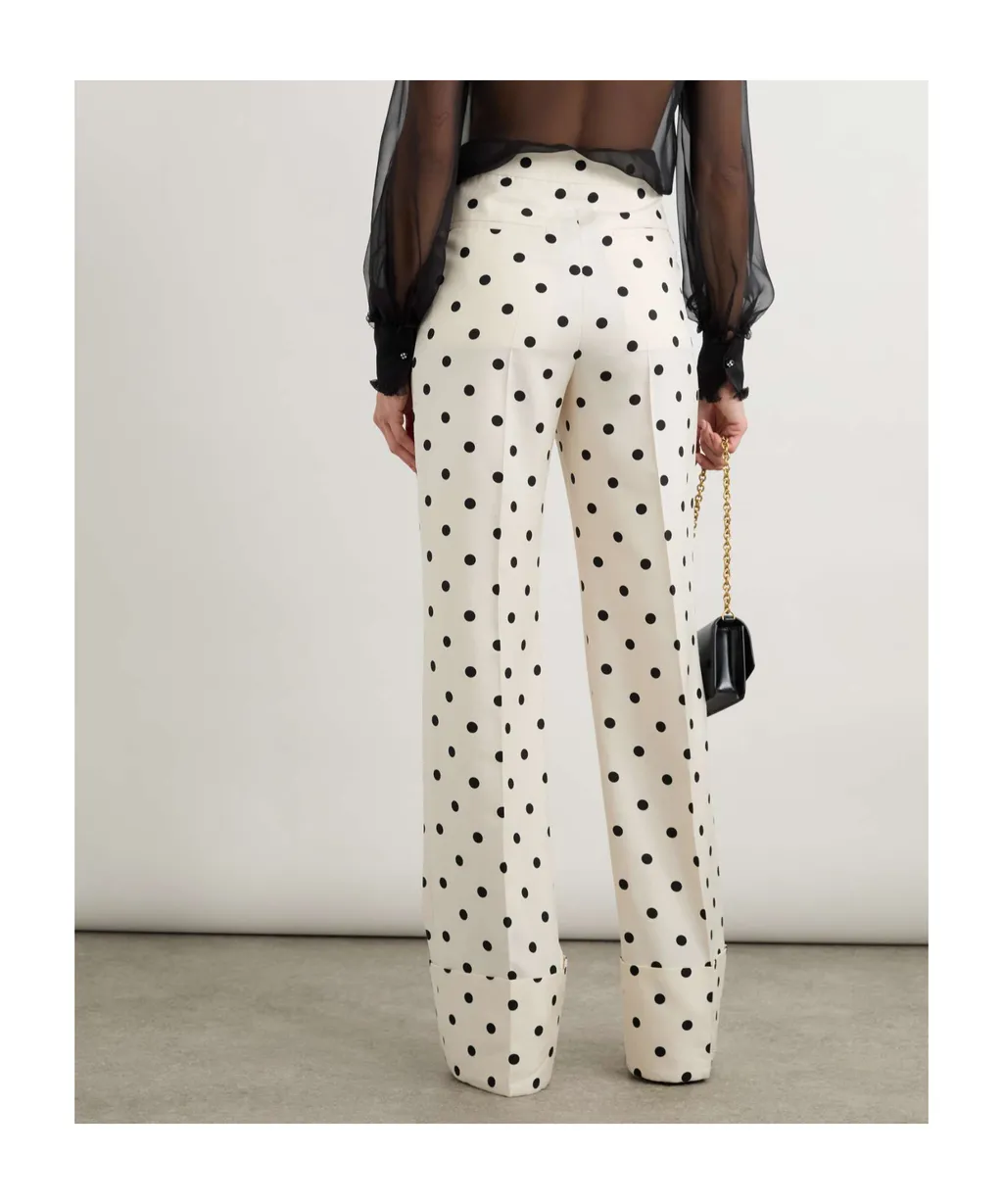 Valentino Polka Dot Printed Straight Leg Trousers
