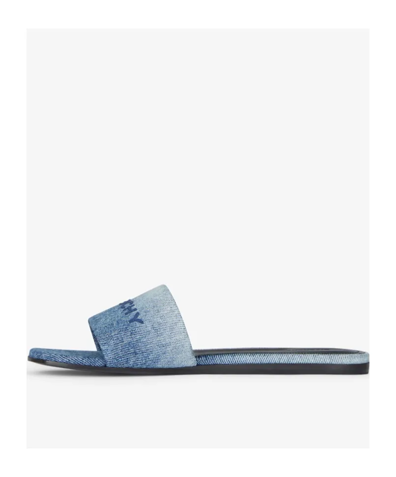 Givenchy Logo Detailed Denim Flat Mules