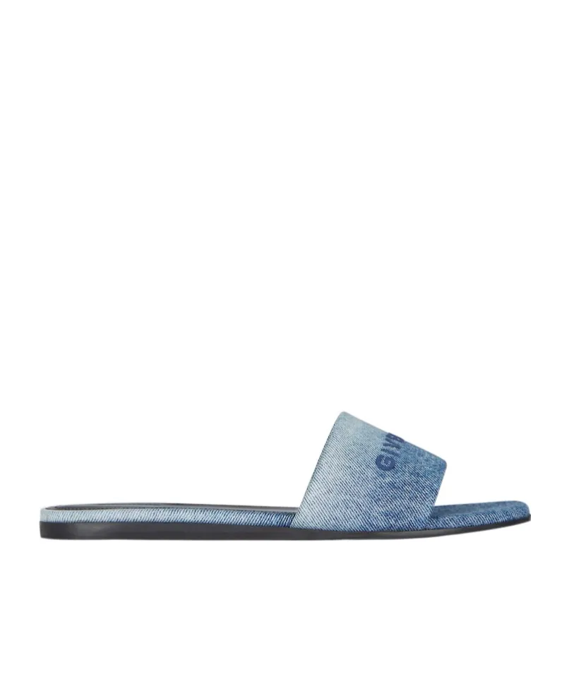Givenchy Logo Detailed Denim Flat Mules