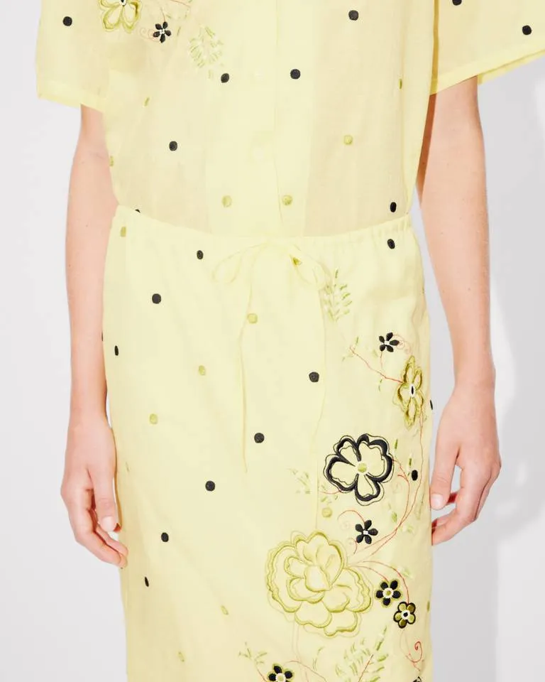 Embroidered Straight Knee Skirt Kenzo Peonies