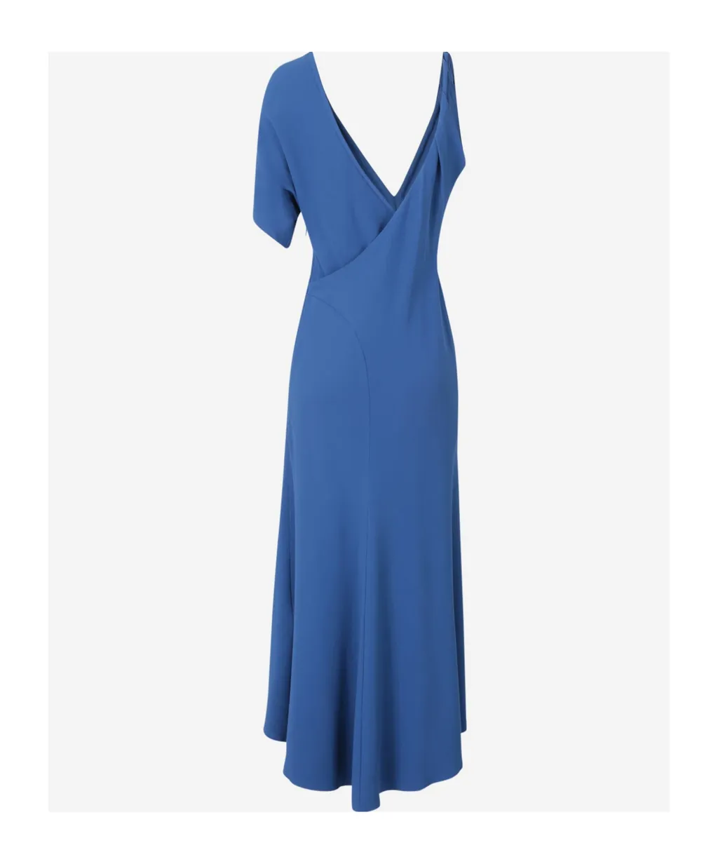 Ruched-Detail Asymmetric Midi Dress
