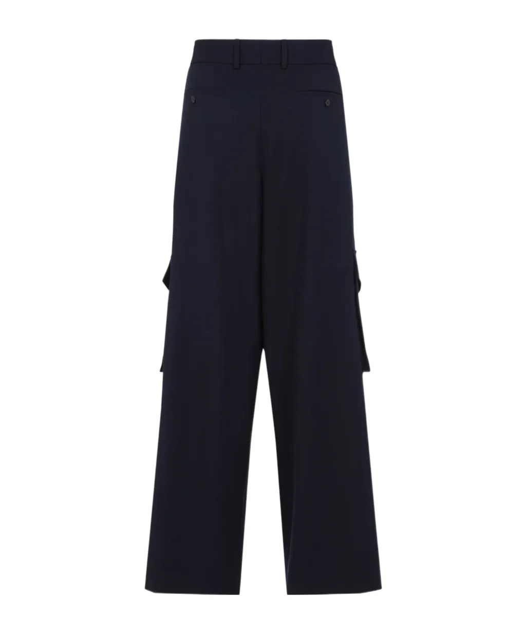 Wide-Leg Wool Cargo Trousers