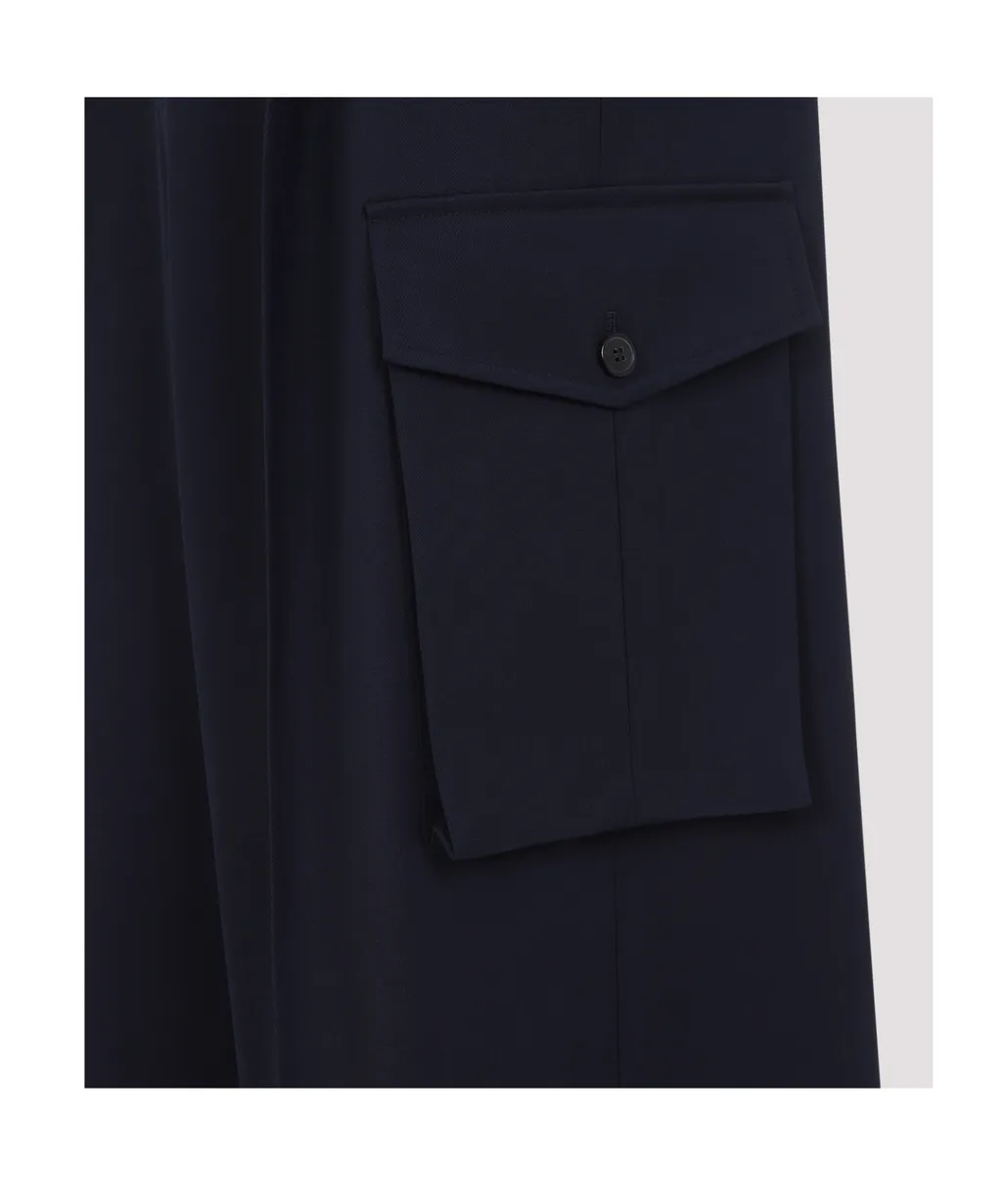 Wide-Leg Wool Cargo Trousers