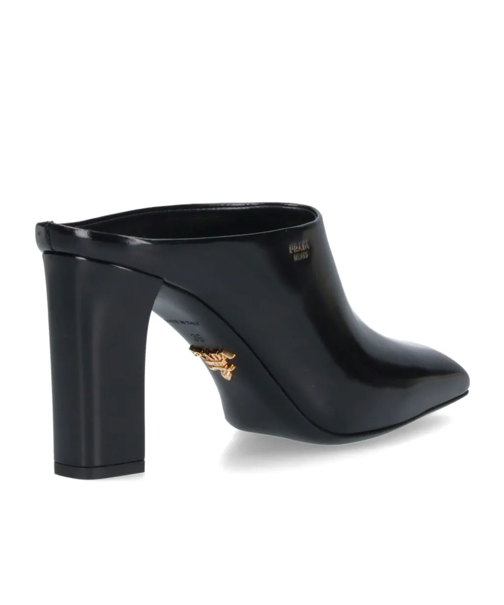 Prada Logo Detailed Square Toe Slip-On Mules