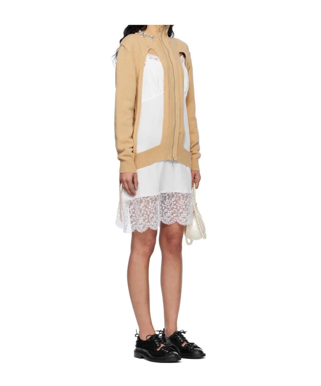 Embellished Window Zip-Up Cardigan