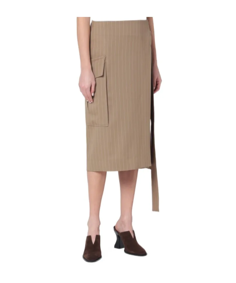 Pinstripe Wrap Skirt