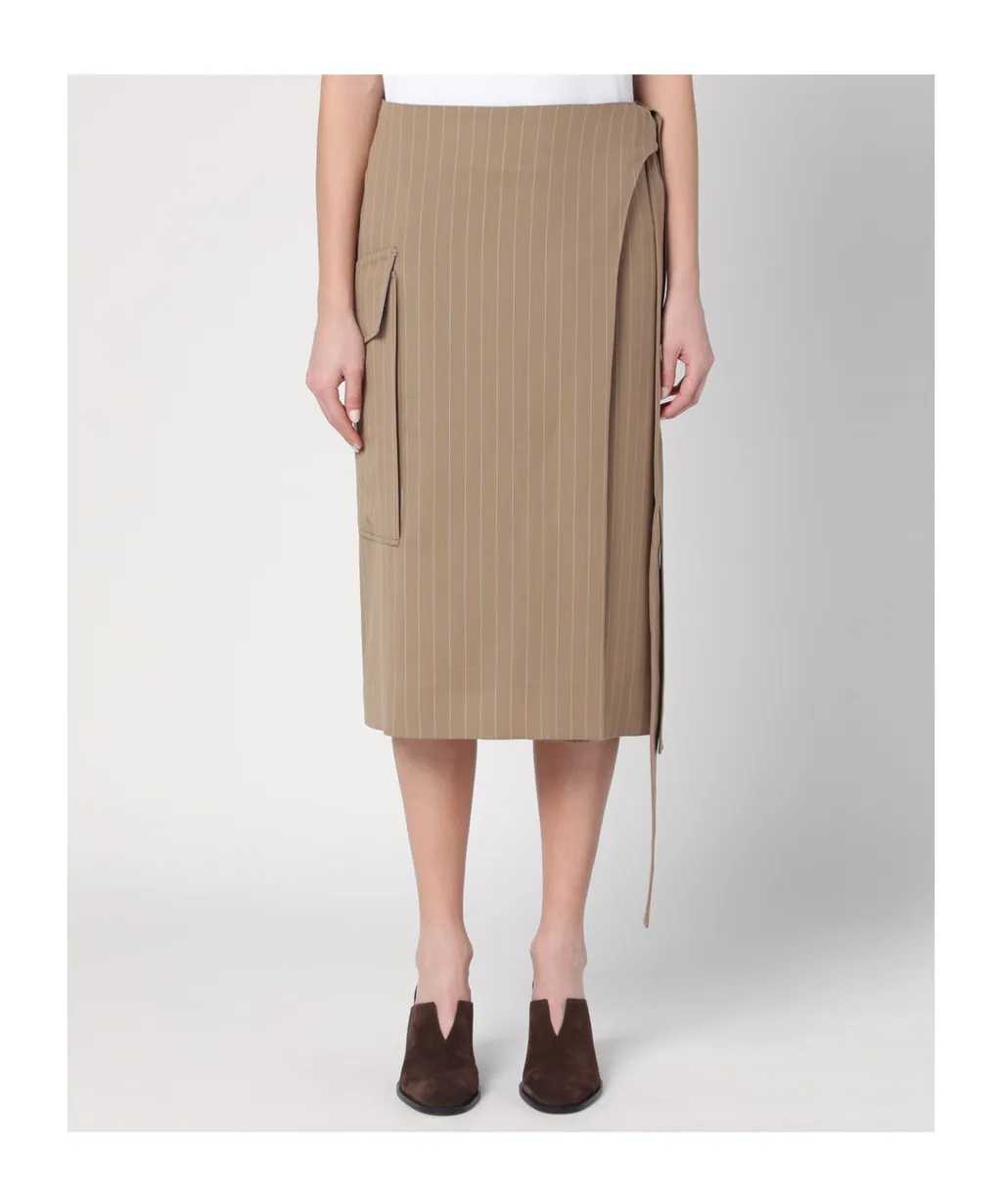 Pinstripe Wrap Skirt